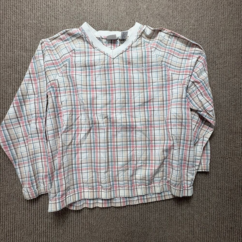IZOD Pink Preppy Plaid Golf Pullover women’s Medium
